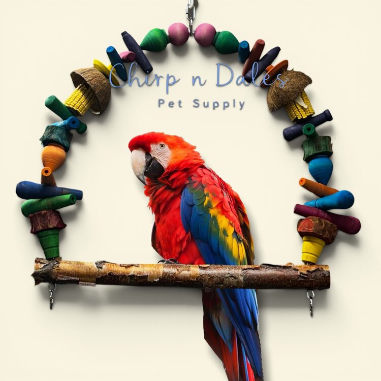 Beak Joy Parrot Toys HUGE NATURAL WOOD PARROT SWING – HANDMADE IN CANADA – 25" X 32"