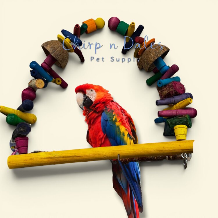 Beak Joy Parrot Toys HUGE NATURAL WOOD PARROT SWING – HANDMADE IN CANADA – 25" X 32"