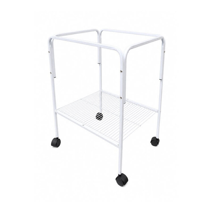 Glitter Pets 20" X 16" METAL BIRD CAGE STAND WITH STORAGE BASKET AND CASTERS