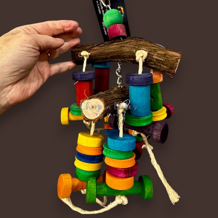 Beak Joy Parrot Toys TWO BRANCHES PARROT TOY – HANDMADE IN CANADA – 12" X 5"