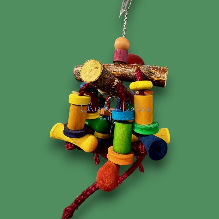 Beak Joy Parrot Toys TWO BRANCHES PARROT TOY – HANDMADE IN CANADA – 12" X 5"
