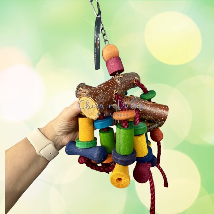 Beak Joy Parrot Toys TWO BRANCHES PARROT TOY – HANDMADE IN CANADA – 12" X 5"