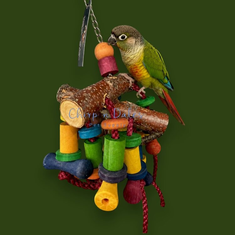 Beak Joy Parrot Toys TWO BRANCHES PARROT TOY – HANDMADE IN CANADA – 12" X 5"