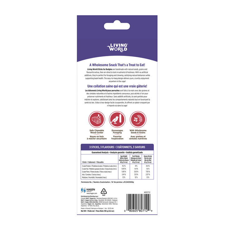 Living World LIVING WORLD BUDGIE STICKS VARIETY PACK 130 G