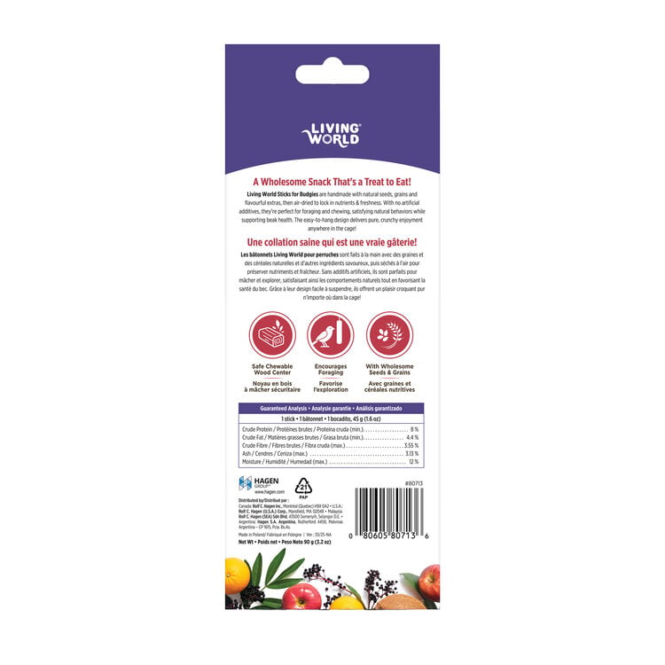 Living World LIVING WORLD BUDGIE TREAT STICKS FRUIT MELODY 90 G
