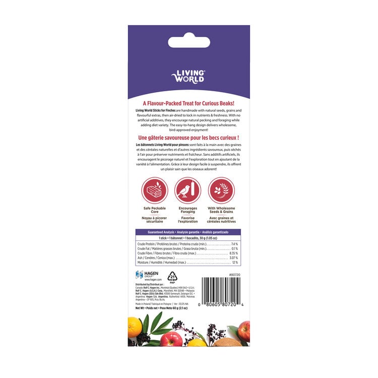 Living World LIVING WORLD STICKS FOR FINCHES – FRUIT – 60 G