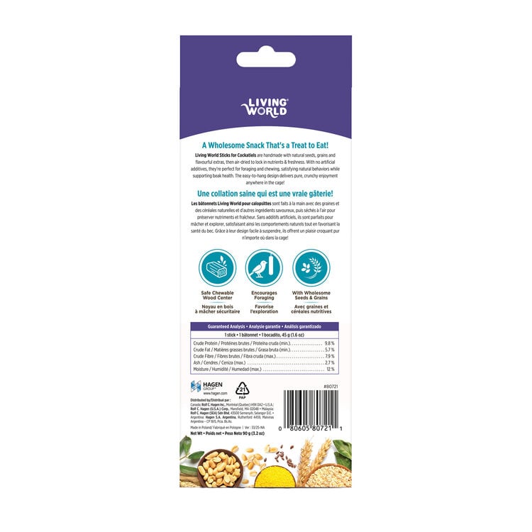 Living World LIVING WORLD STICKS FOR COCKATIELS – NUT – 90 G