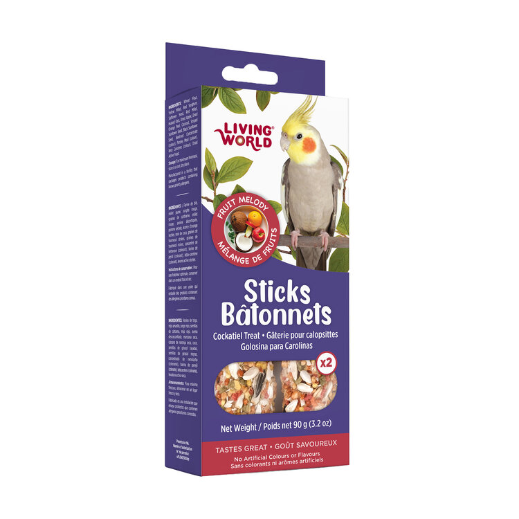 Living World LIVING WORLD STICKS FOR COCKATIELS – FRUIT – 90 G