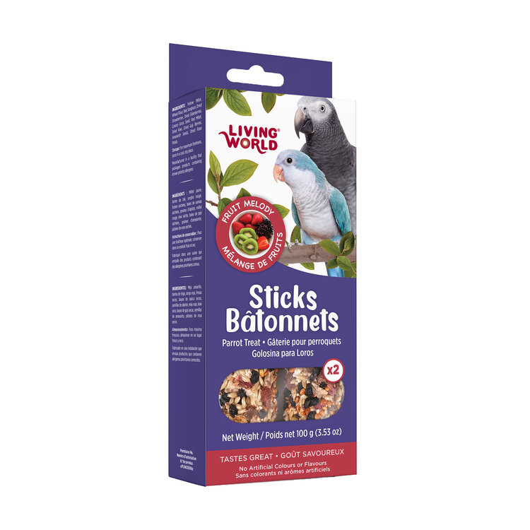 Living World LIVING WORLD PARROT TREAT STICKS – FRUIT – 100 G