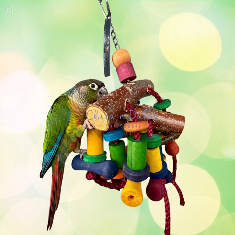 Beak Joy Parrot Toys TWO BRANCHES PARROT TOY – HANDMADE IN CANADA – 12" X 5"