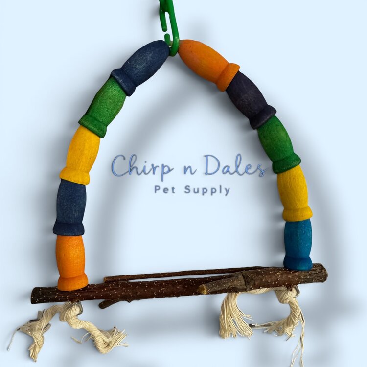 Beak Joy Parrot Toys TINY NATURAL WOOD PARROT SWING – HANDMADE IN CANADA – FOR SMALL PARROTS