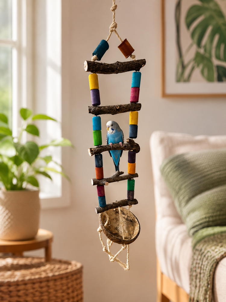 Beak Joy Parrot Toys Beak Joy Half Coco Ladder Parrot Toy 25" x 5"