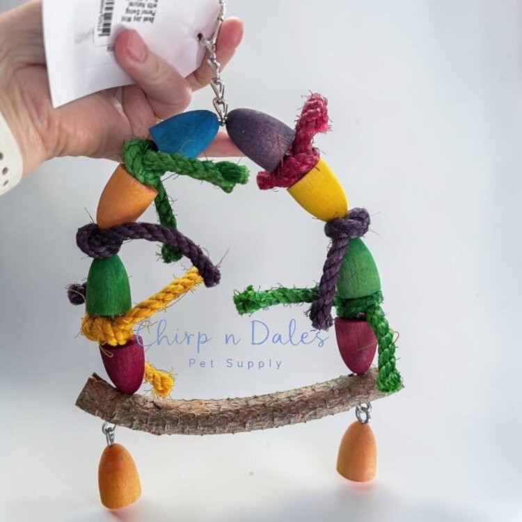 Beak Joy Parrot Toys MINI PARROT SWING WITH NATURAL PERCH – HANDMADE IN CANADA – 5" X 8"