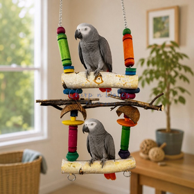 Beak Joy Parrot Toys KRAZY SWING NATURAL WOOD PARROT SWING LARGE 11" X 14"