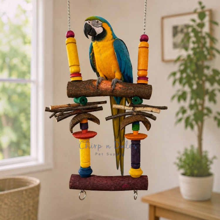 Beak Joy Parrot Toys KRAZY SWING NATURAL WOOD PARROT SWING LARGE 11" X 14"