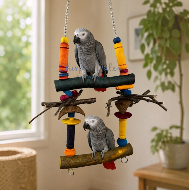 Beak Joy Parrot Toys KRAZY SWING NATURAL WOOD PARROT SWING LARGE 11" X 14"
