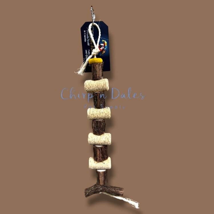 Beak Joy Parrot Toys CORK & VINE WOOD CHEW TOY FOR MEDIUM SMALL PARROTS 10" X 3"