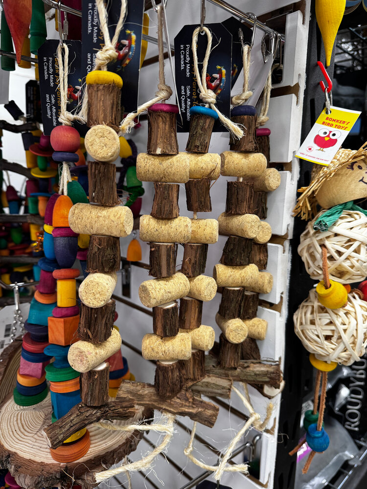 Beak Joy Parrot Toys CORK & VINE WOOD CHEW TOY FOR MEDIUM SMALL PARROTS 10" X 3"