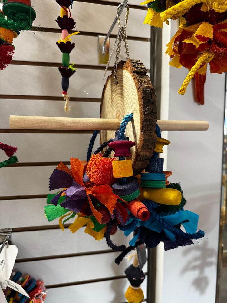 Beak Joy Parrot Toys HANDMADE DREAM CATCHER PARROT TOY WITH PERCH FOR MEDIUM PARROTS