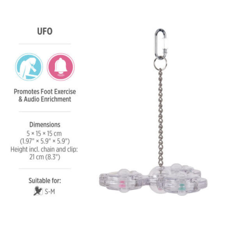 Hari HARI ACTIVE.PLAY UFO INTERACTIVE FOOT & AUDIO PARROT TOY FOR SMALL & MEDIUM BIRDS