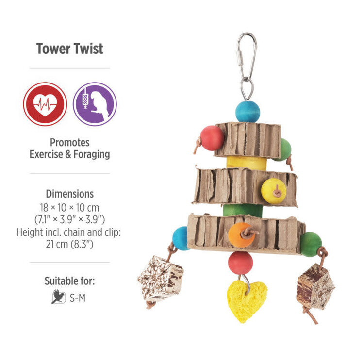 Hari HARI SMART.PLAY TOWER TWIST – ENRICHMENT & PREENING TOY FOR SMALL & MEDIUM PARROTS