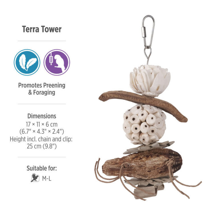 Hari HARI SMART.PLAY TERRA TOWER – PREENING & FORAGING PARROT TOY FOR MEDIUM & LARGE BIRDS