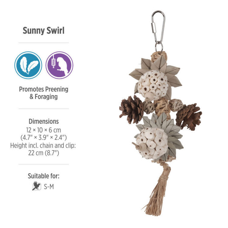 Hari HARI SMART.PLAY SUNNY SWIRL – PREENING & FORAGING PARROT TOY FOR SMALL & MEDIUM BIRDS