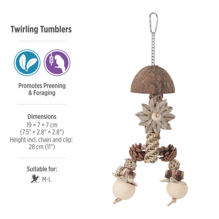 Hari HARI SMART.PLAY TWIRLING TUMBLERS – NATURAL ENRICHMENT PARROT TOY FOR MEDIUM & LARGE BIRDS