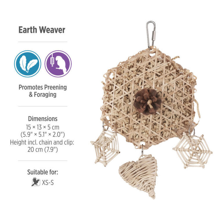 Hari HARI SMART.PLAY EARTH WEAVER – NATURAL FORAGING & PREENING ENRICHMENT PARROT TOY FOR X-SMALL & SMALL BIRDS