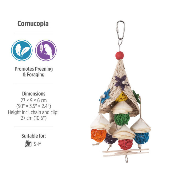 Hari HARI SMART.PLAY CORNUCOPIA – NATURAL FORAGING & PREENING ENRICHMENT PARROT TOY FOR SMALL & MEDIUM BIRDS