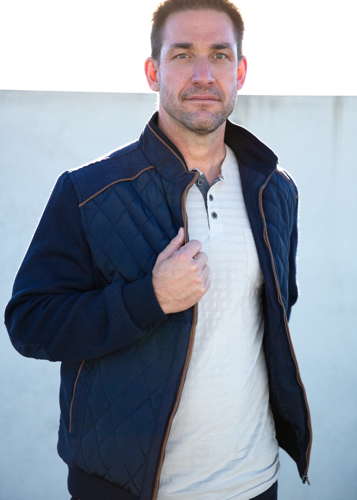 Quilted Navy Track Jacket DERBYSHIRE MEN