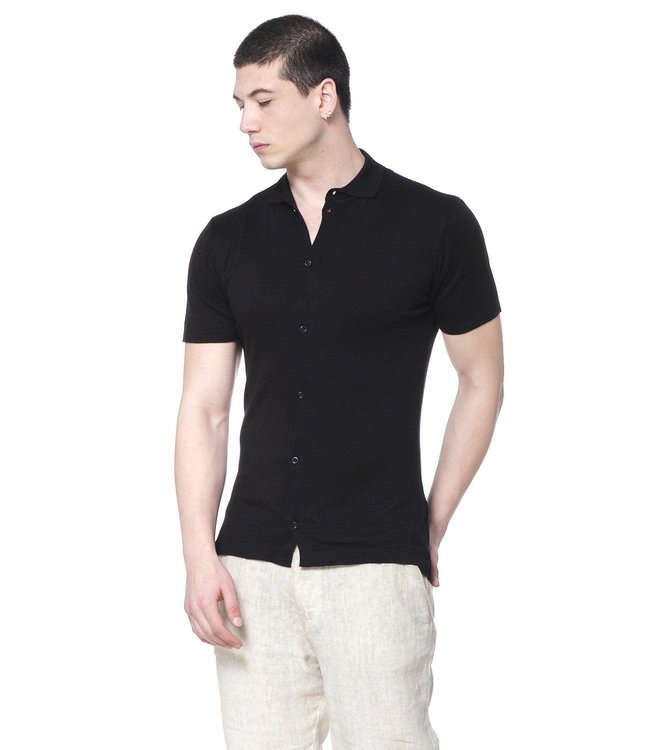 Ron Tomson Placket S/S Polo in Black