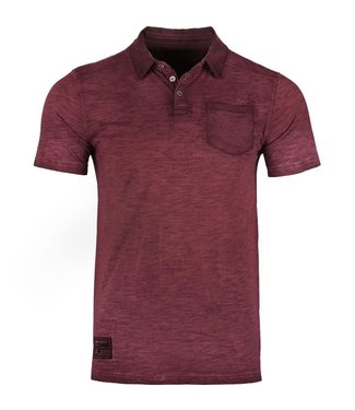 Zimego Oil Washed Pocket Polo in Maroon
