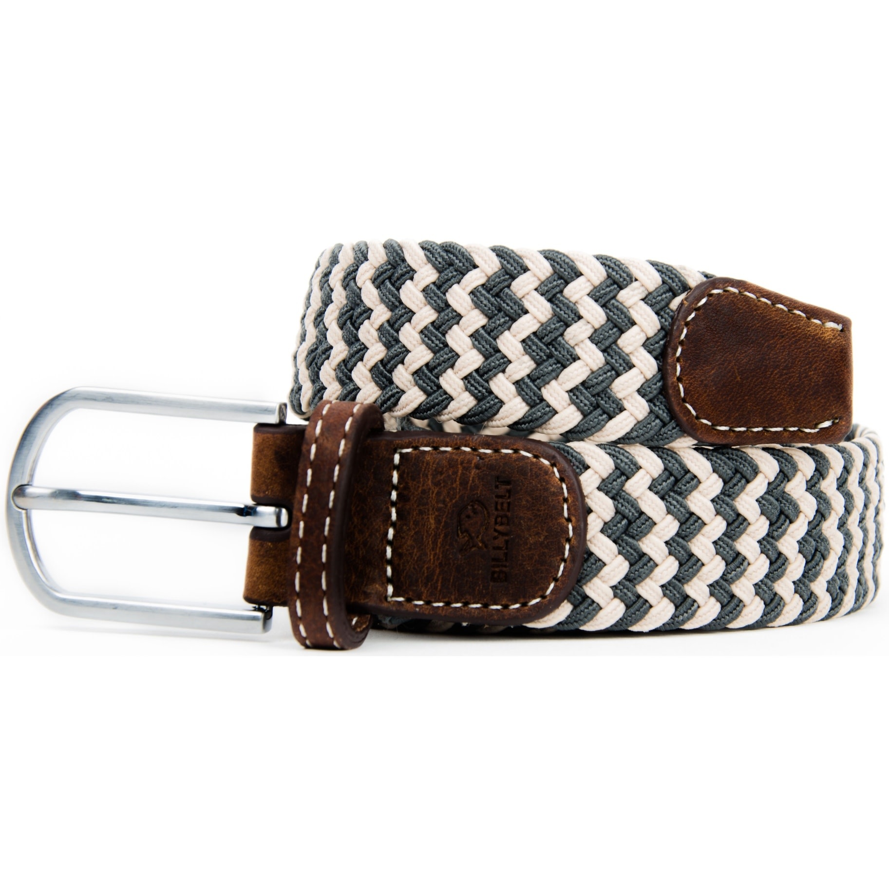 BILLYBELT - elastic belt, braided, leather MEN - Havana
