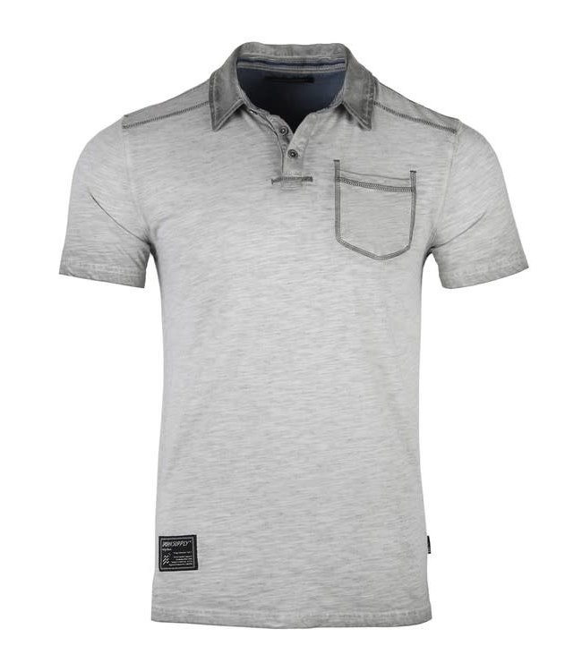 Zimego Oil Wash Henley Pocket Polo