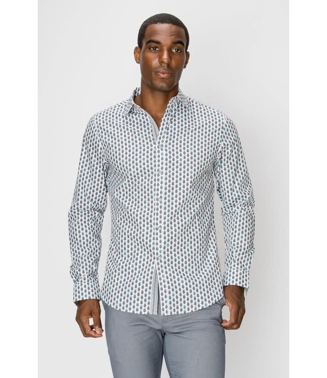 Zino Vizo Pineapple Long Sleeve Button Down