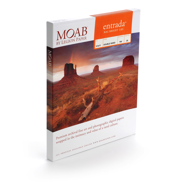 Moab Entrada Rag Bright Paper 190 -  8.5x11 - 25 Sheets