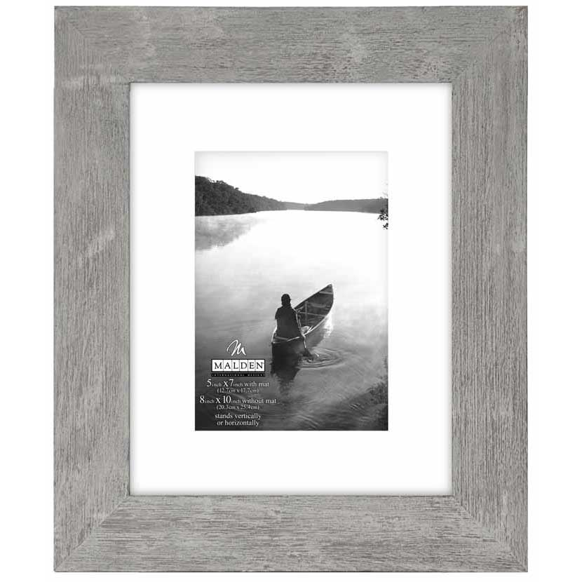 8x10 Grey Distressed Wood Frame, Charcoal Mat