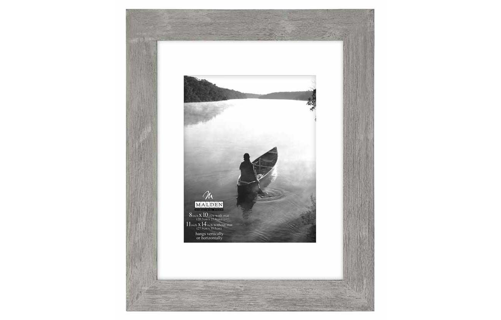 Malden 8X10/11x14 Matted Picture Frame, Distressed Wood Manhattan Grey
