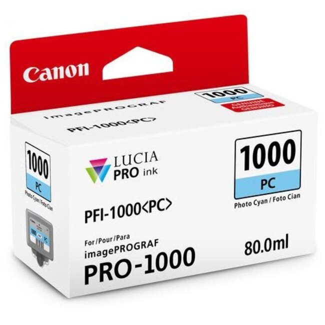 Canon Ink PFI-1000 PHOTO CYAN 80ML for imagePROGRAF PRO 1000