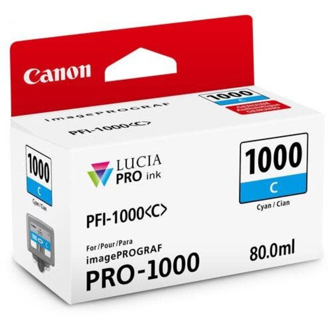 Canon Ink PFI-1000 CYAN 80ML for imagePROGRAF PRO 1000