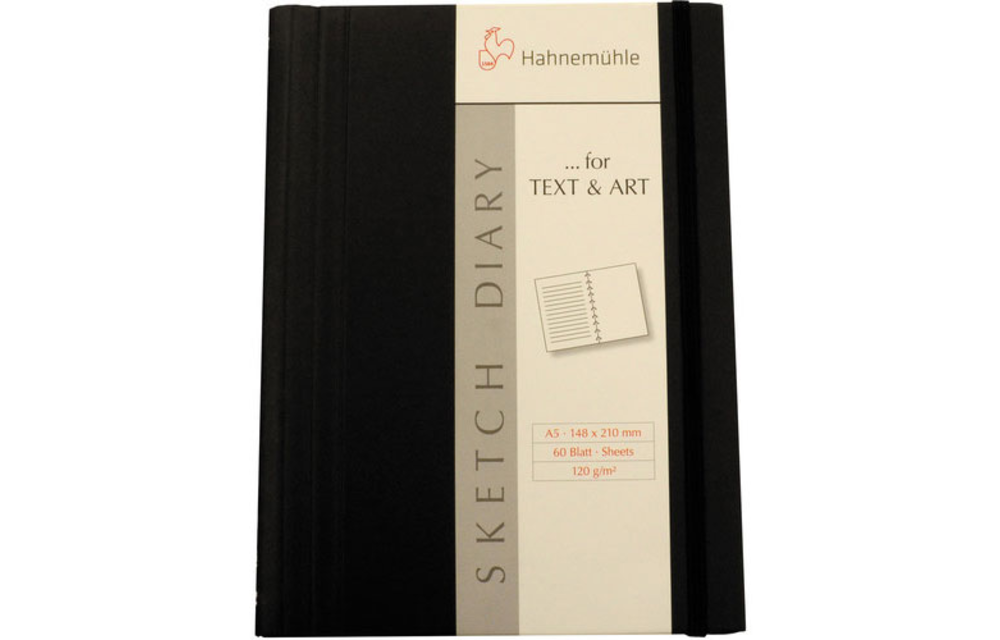 Hahnemühle Sketch Diary, 120gsm 8.3” x 5.8” (A5 size), Black, 80 sheets