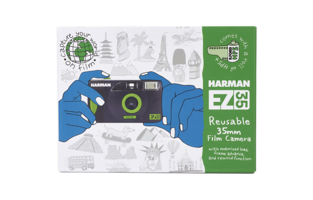 Harman EZ-35 Motorized Reusable Camera w/ Flash and 1 roll of HP5+ 35MM 36 EXP Film