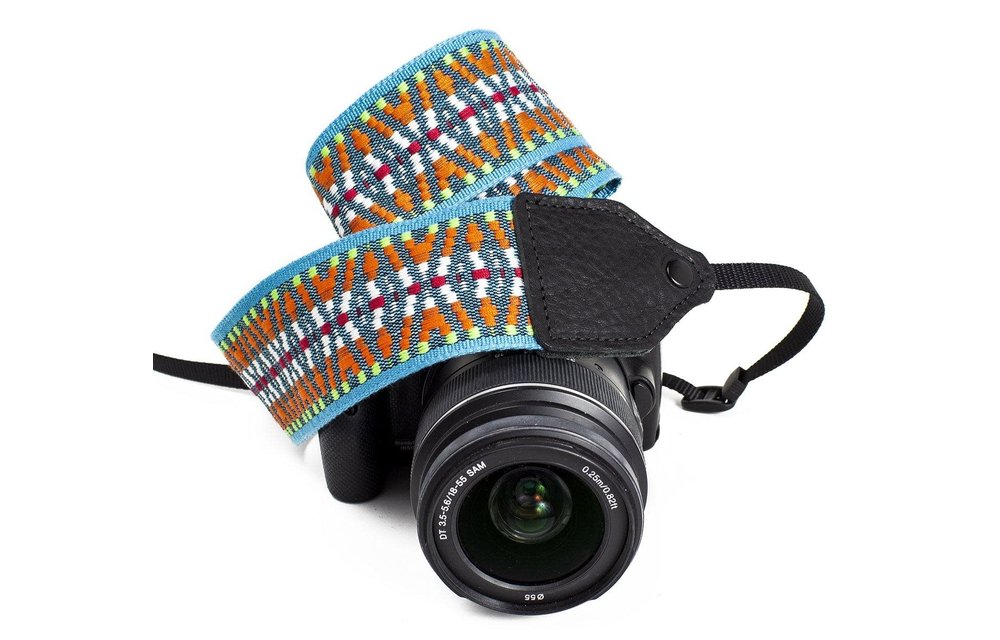 Perri's Turquoise /Orange Geo Nylon Camera Strap