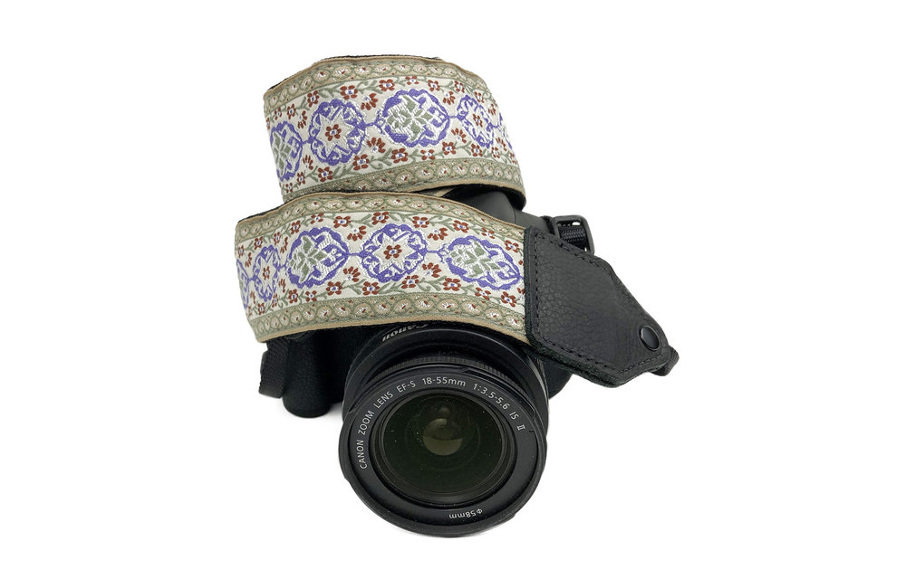 Perri's Purple/Cream Geo Floral Jacquard Camera Strap