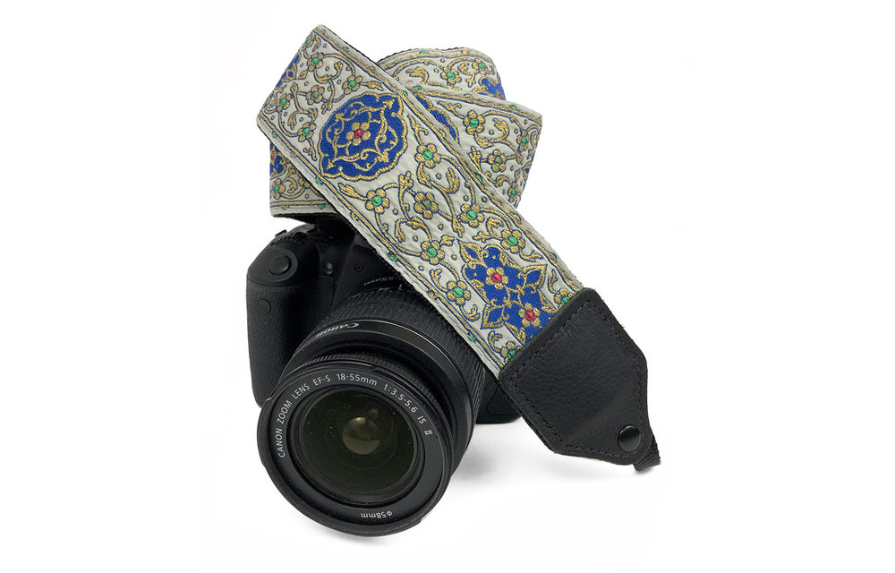 Perri's Gold Floral Trail Jacquard Camera Strap