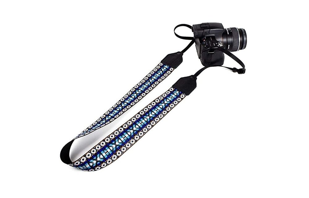 Perri's Blue/White Geo Hootenanny Nylon Camera Strap