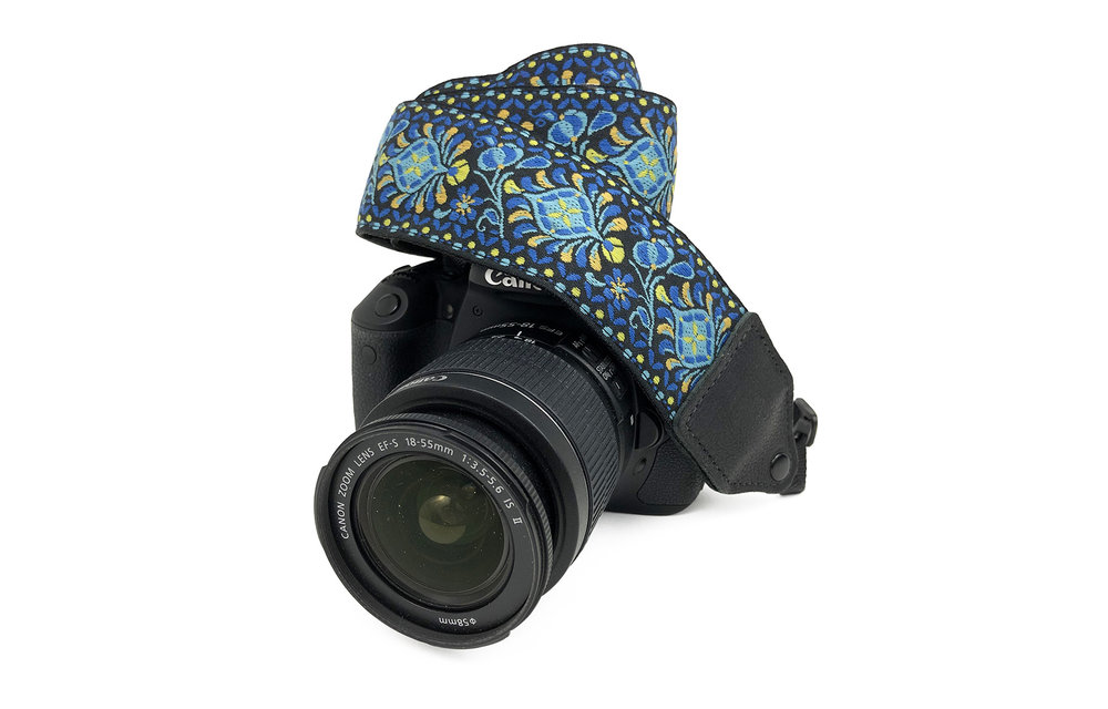 Perri's Blue Medallion Jacquard Camera Strap