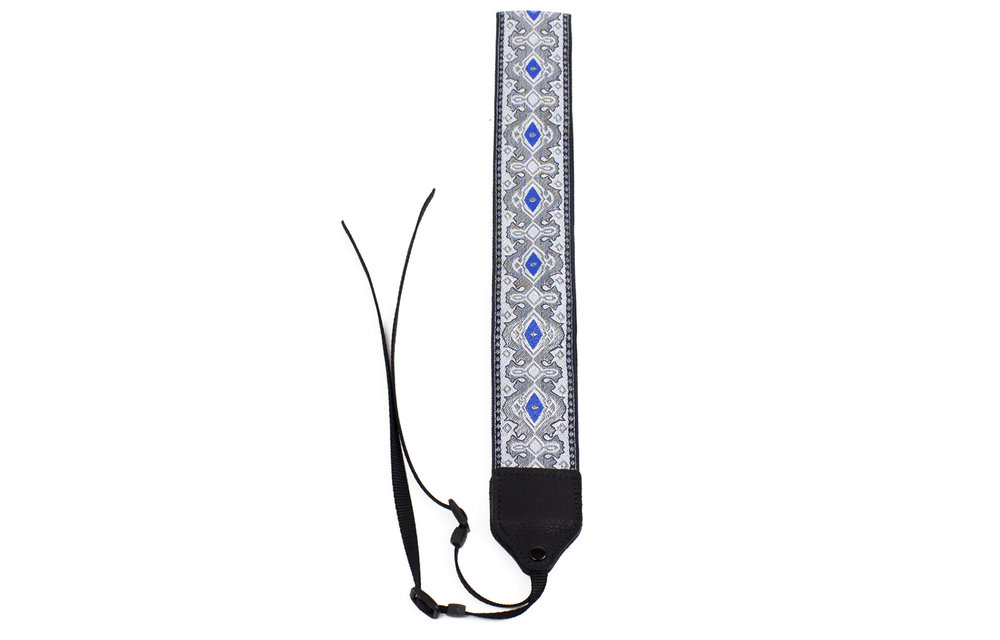 Perri's Silver/Blue Diamond Jacquard Camera Strap