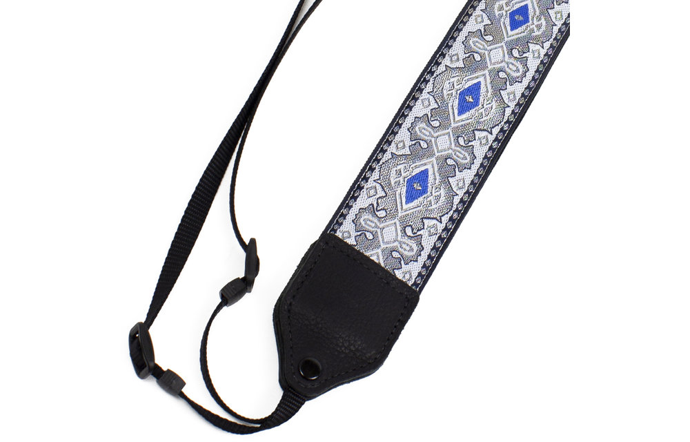 Perri's Silver/Blue Diamond Jacquard Camera Strap